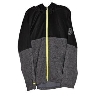 AND1 black and gray full zipper hoodie with thumb holes